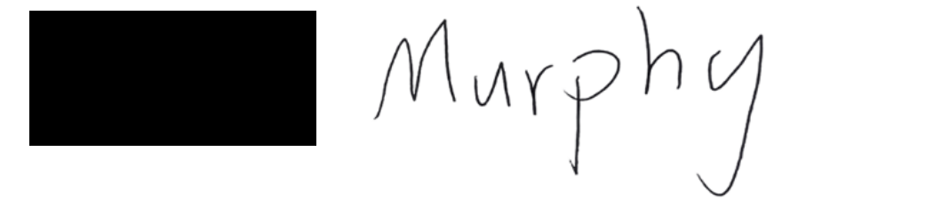 Co-proponent signature with given name redacted and surname Murphy retained